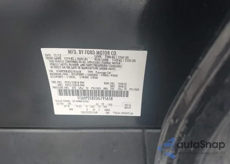 2013 Ford Taurus Sel z USA, uszkodzony, nr VIN 1FAHP2E82DG195658